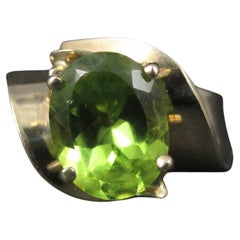 Vintage 1980er Jahre 10K Gelbgold Peridot Ring Größe 7