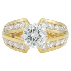 Bague de fiançailles Vintage 1980 1.10 Carat Round Cut Diamond