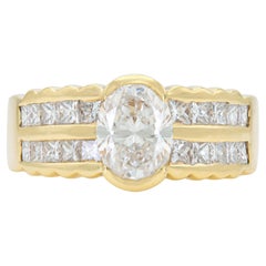 Vintage 1980s 1.15 Carat Oval Cut Diamond Engagement Ring