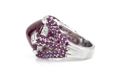 Vintage 1980s 12.00 Carat Rubellite Ring with Rubies and Diamonds