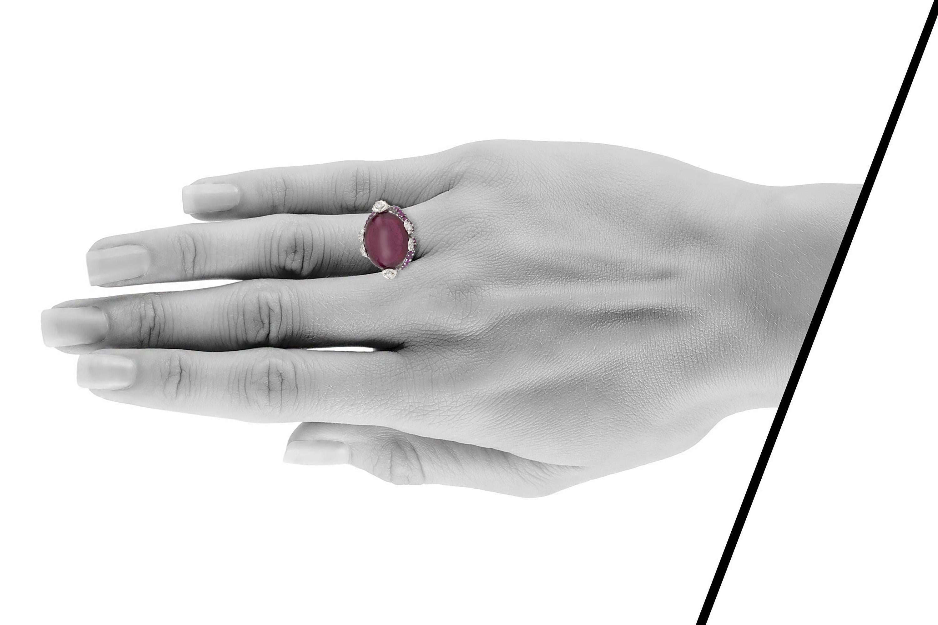Donna Vintage 1980s 12.00 Carat Rubellite Ring with Rubies and Diamonds in vendita