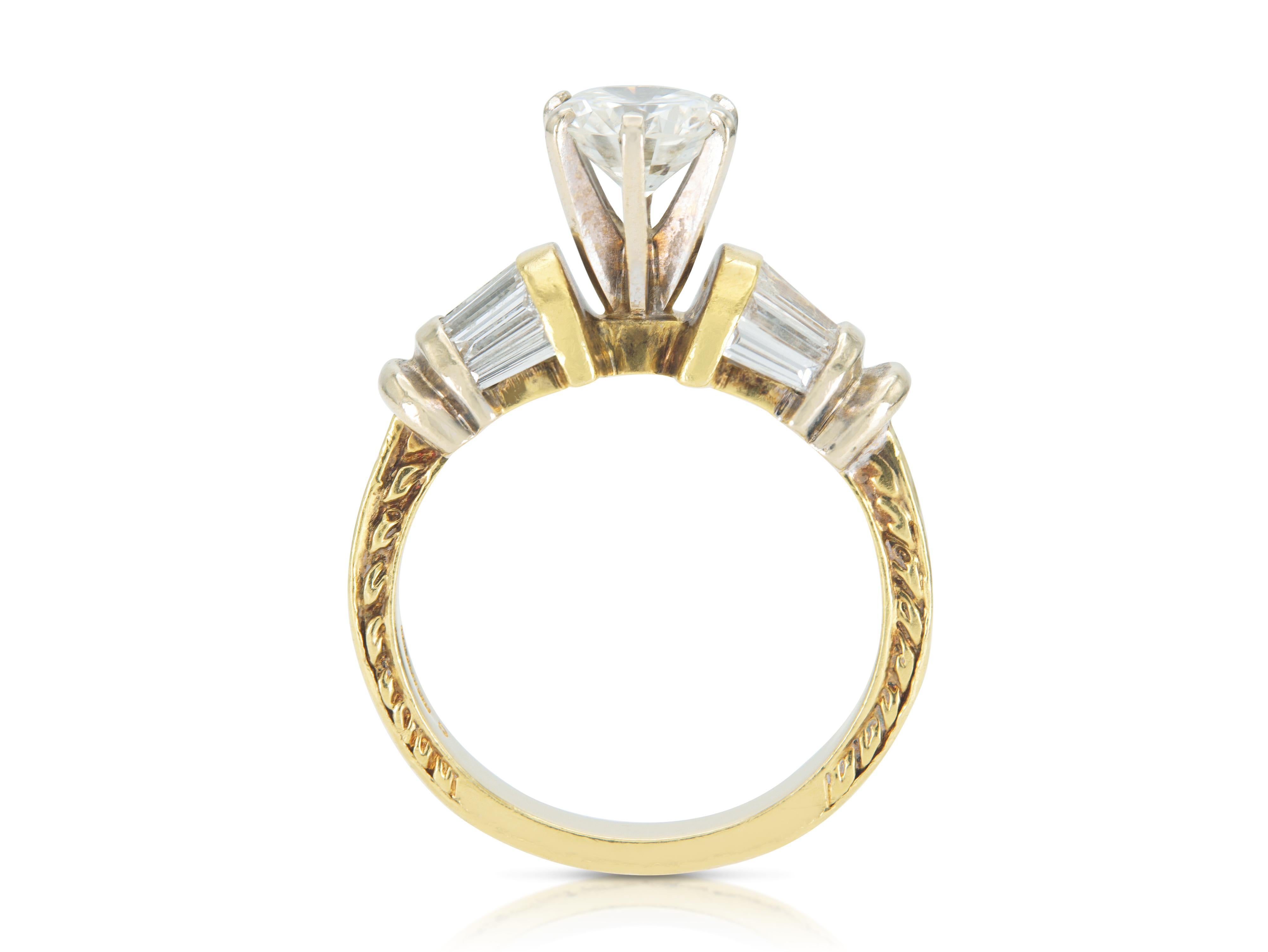 Anello di fidanzamento vintage anni '80 con diamante taglio rotondo da 1,25 carati In condizioni buone in vendita a New York, NY