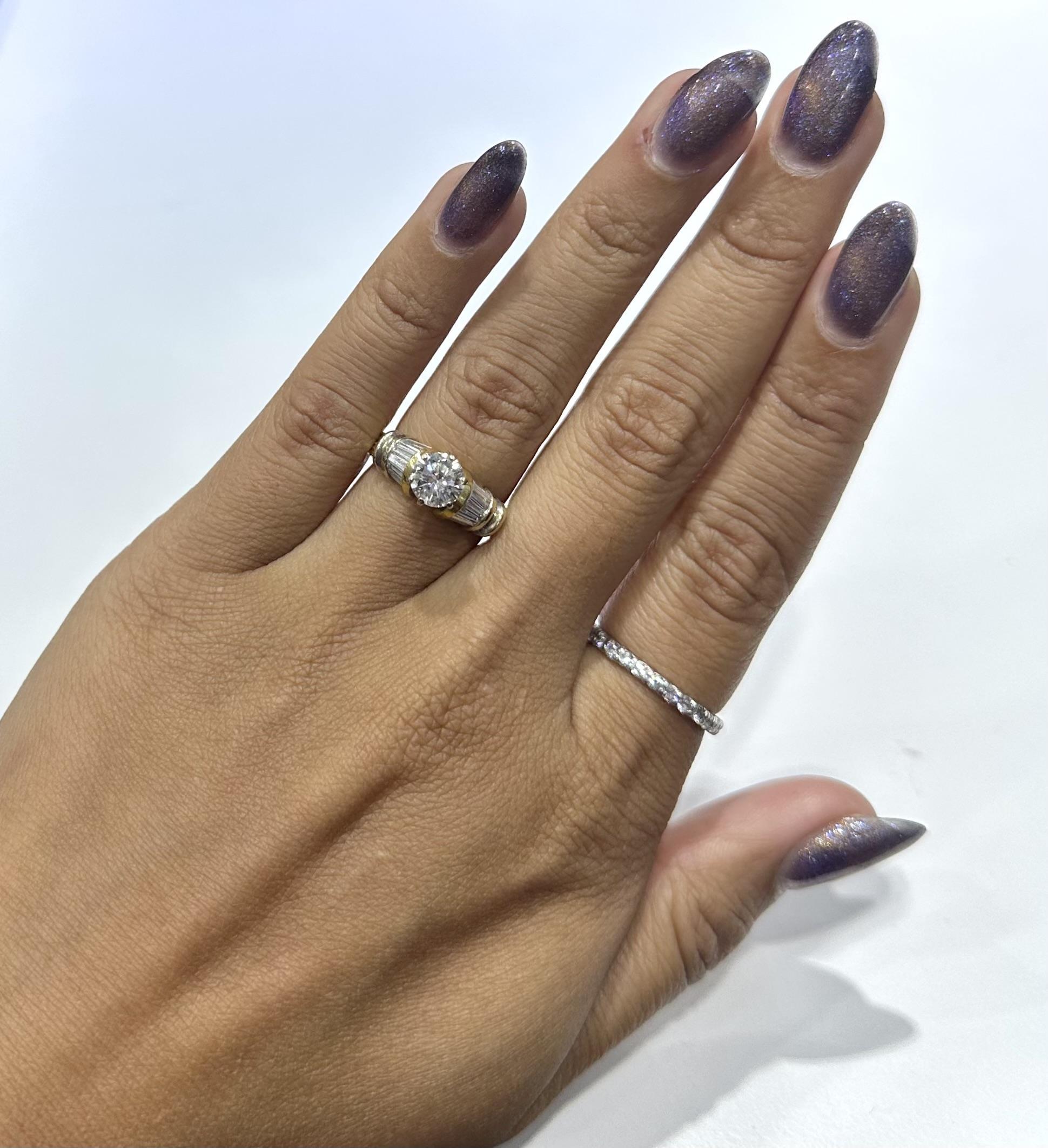 Donna Anello di fidanzamento vintage anni '80 con diamante taglio rotondo da 1,25 carati in vendita