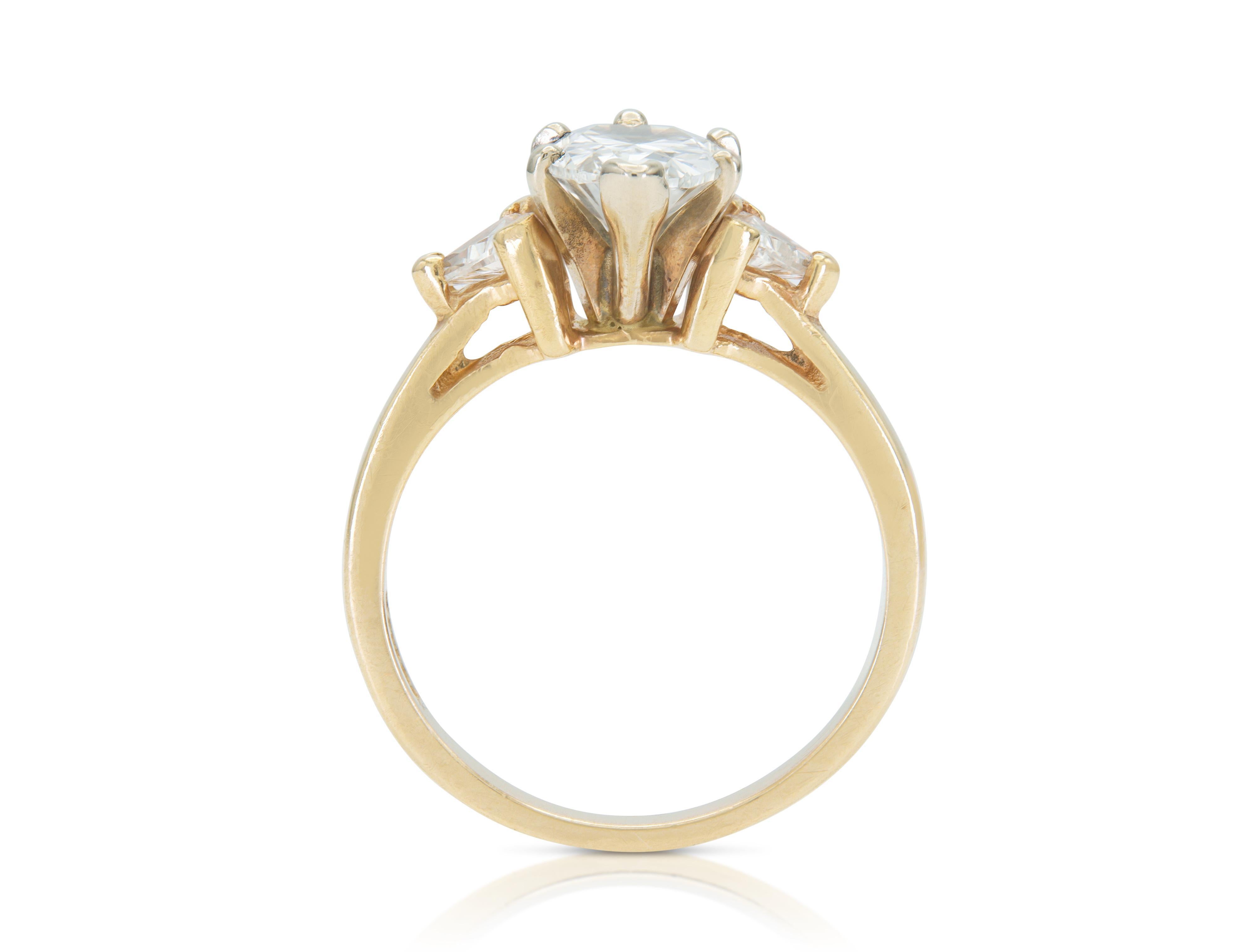 Vintage 1980er Jahre 1,30 Karat birnenförmiger Diamant-Verlobungsring im Zustand „Gut“ im Angebot in New York, NY