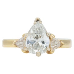 Vintage 1980s 1.30 Carat Pear Shaped Diamond Engagement Ring