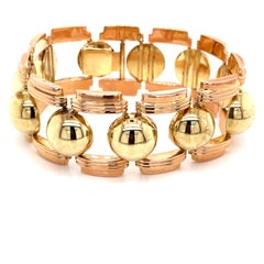 Vintage 1980's 14K Rose and Yellow Gold Wide Link Bracelet