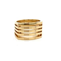 Vintage 1980's 14k Yellow Gold 5 Row Band Statement Ring