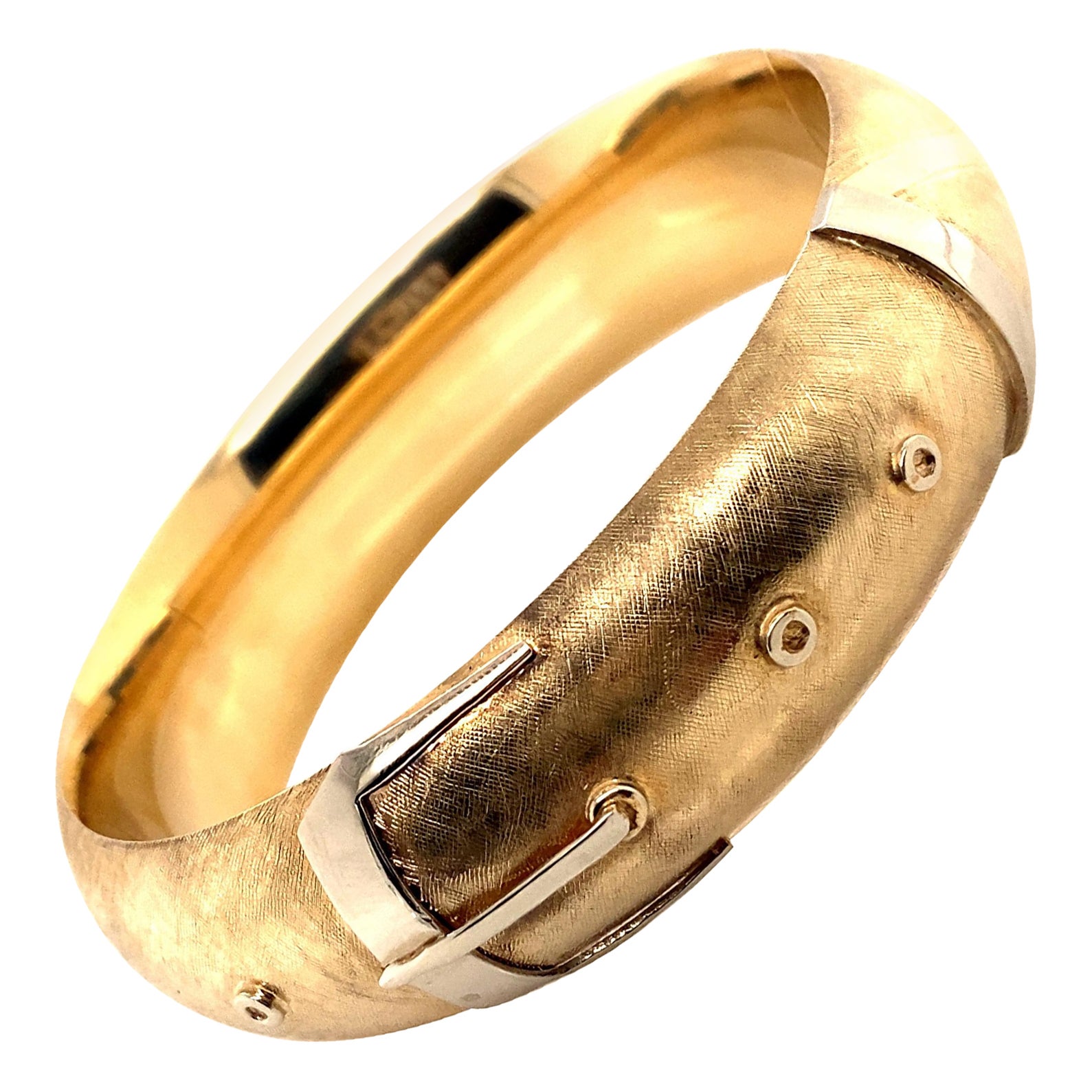 Vintage 1980’s 14k Yellow Gold Belt Design Bangle Bracelet