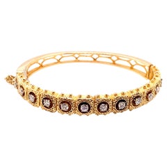 Bracelet jonc vintage en or jaune 14 carats avec diamants 1,05 carat, années 1980