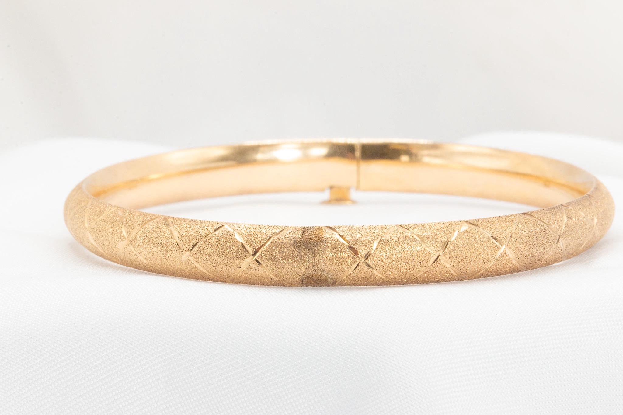 Glitter-Armreif aus 14 Karat Gelbgold, 1980er Jahre, Vintage Damen im Angebot