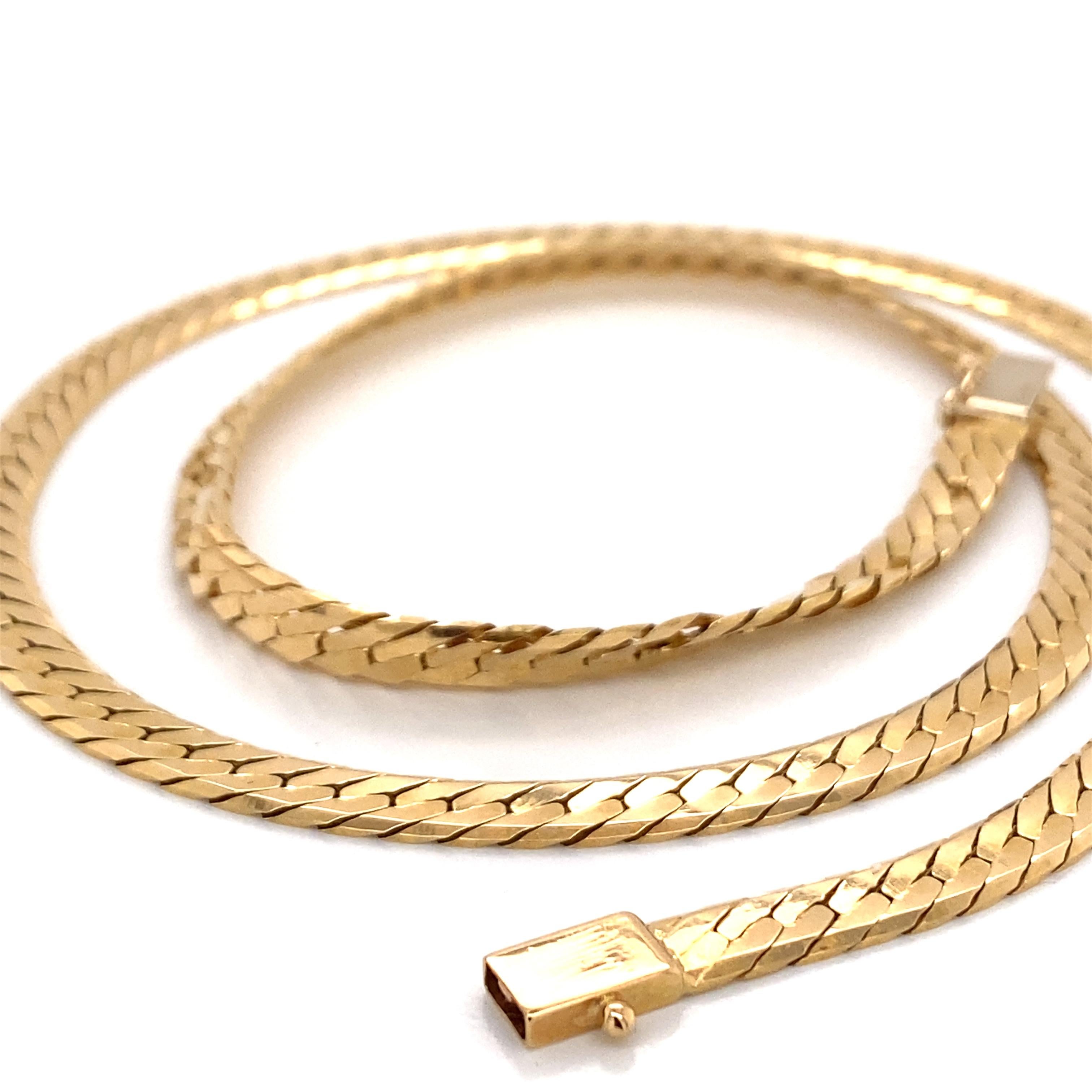 Vintage 1980's 14k Gelbgold Herringbone Halskette (Moderne)