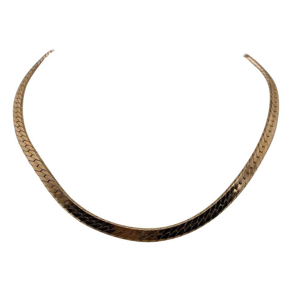 TIFFANY and CO. GOLD Herringbone Necklace at 1stDibs