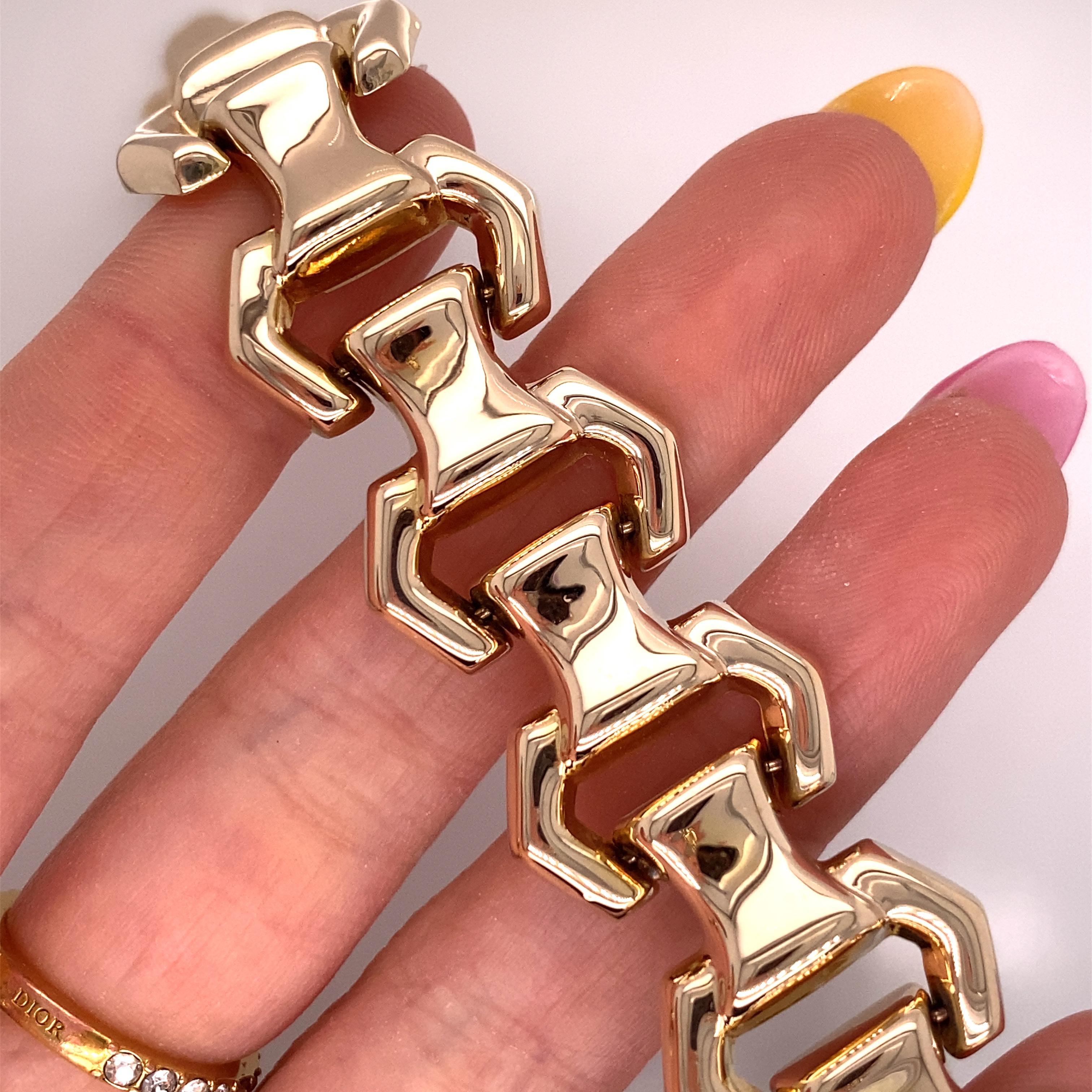 Vintage 1980's 14K Yellow Gold Italian Bold Link Bracelet - The Italian made bracelet measures 7.25 inches long and .75 inches wide. The bracelet weighs 25.79 grams.