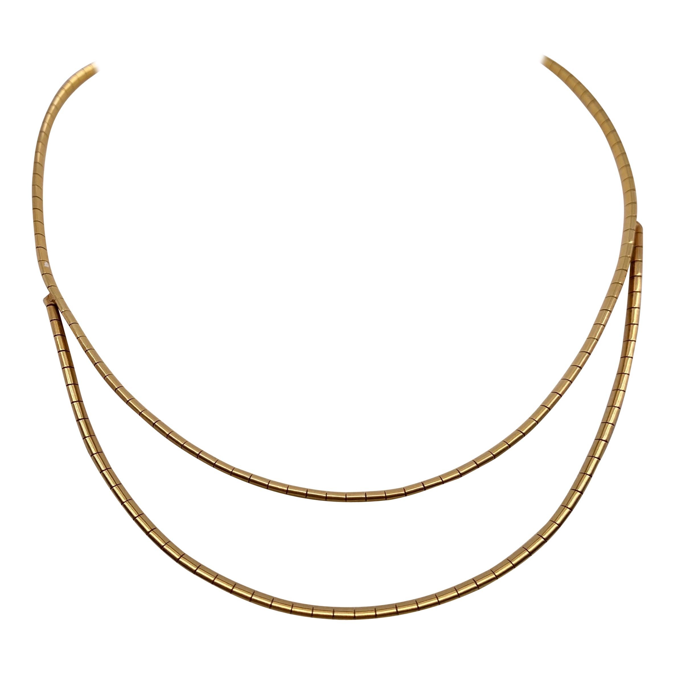 Vintage 1980's 14k Yellow Gold Layered Omega Necklace