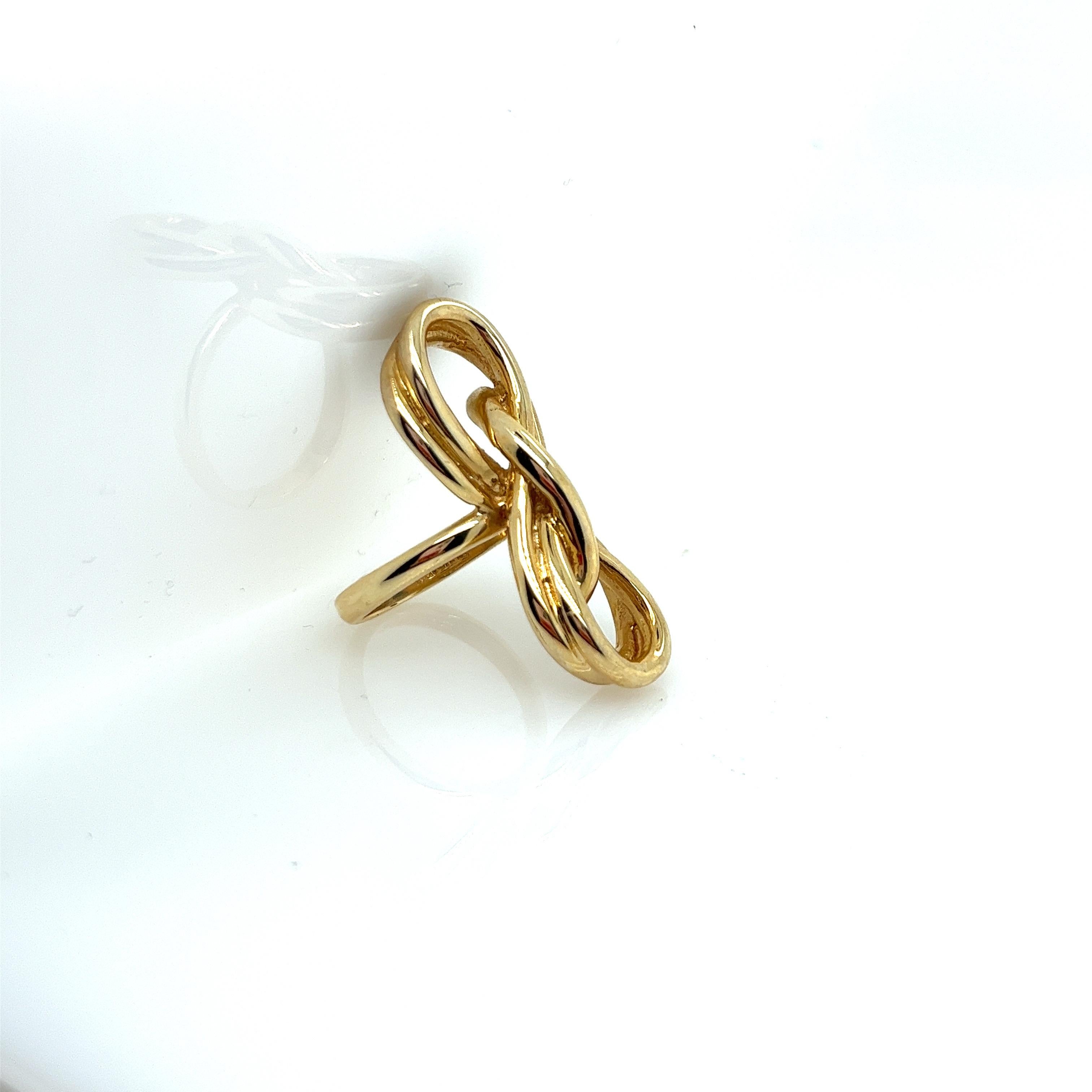 Women's Vintage 1980's 14k Yellow Gold Ribbon Statement Ring For Sale