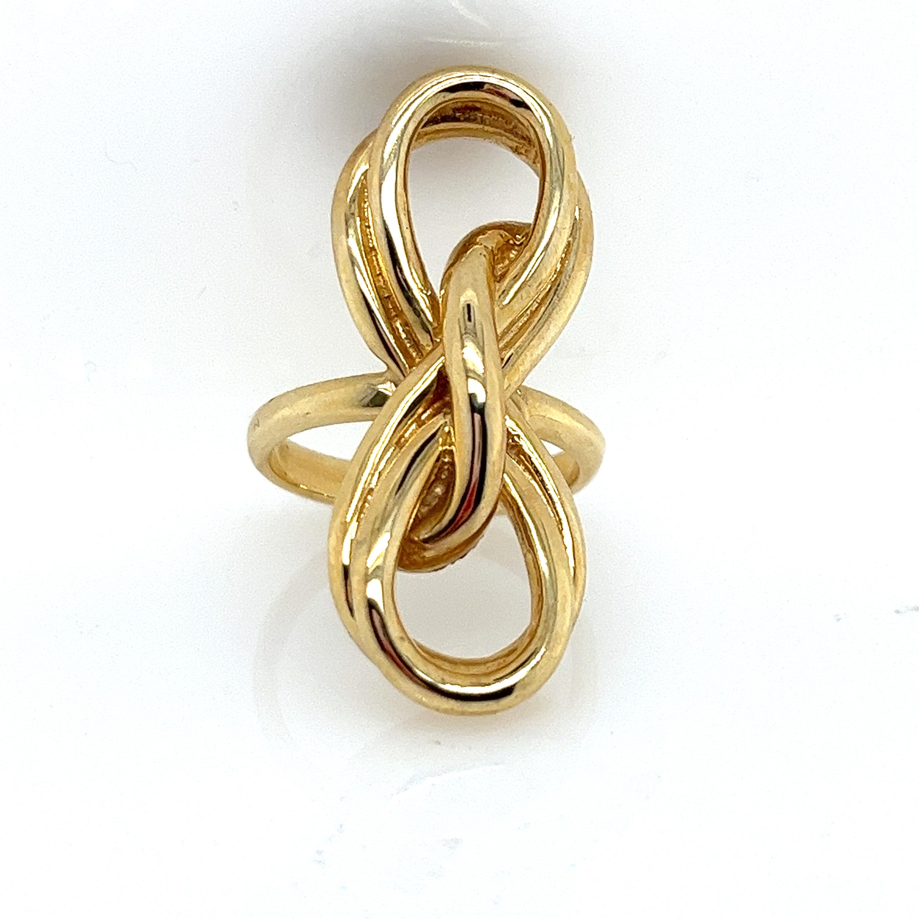Vintage 1980's 14k Yellow Gold Ribbon Statement Ring For Sale 1