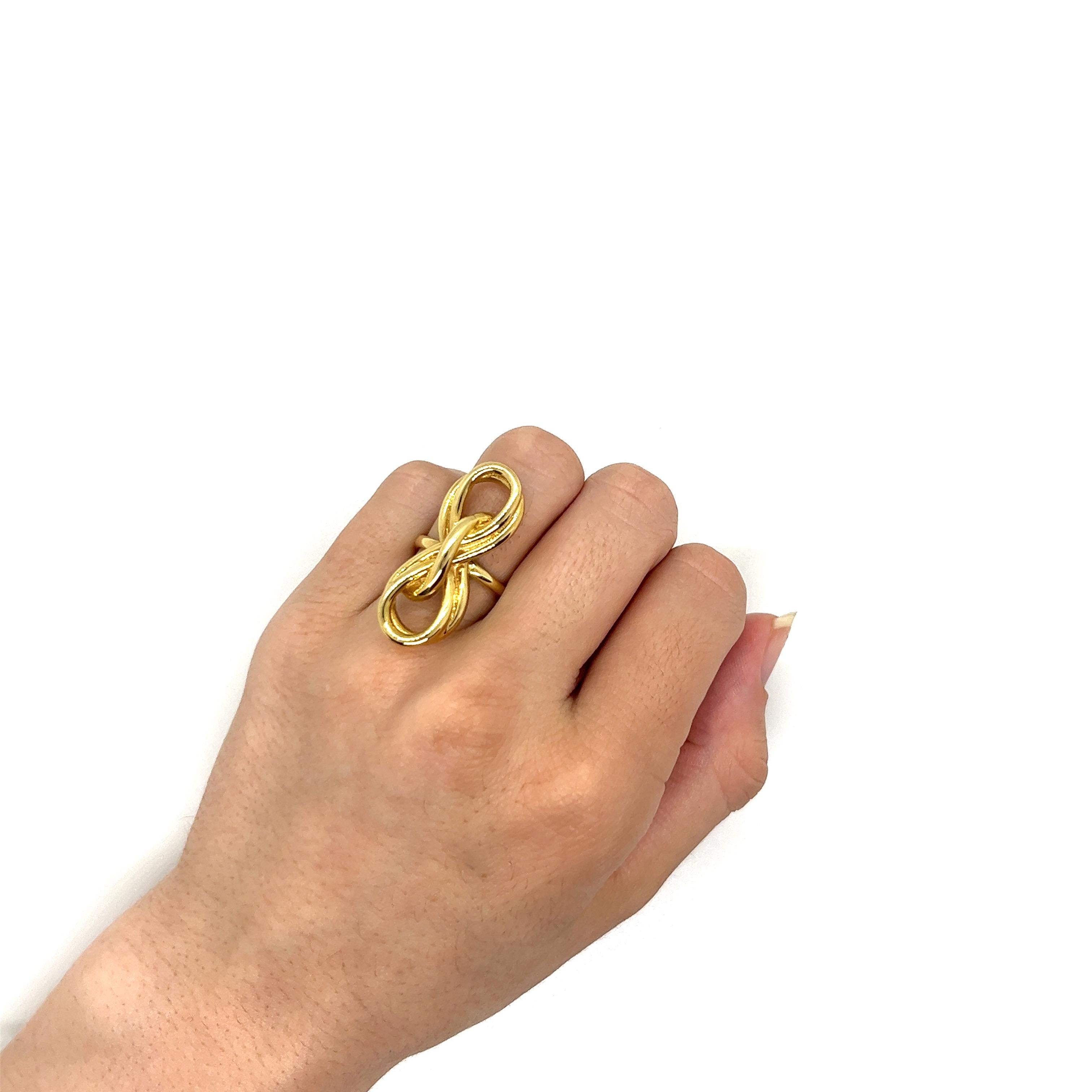 Vintage 1980's 14k Yellow Gold Ribbon Statement Ring For Sale 3