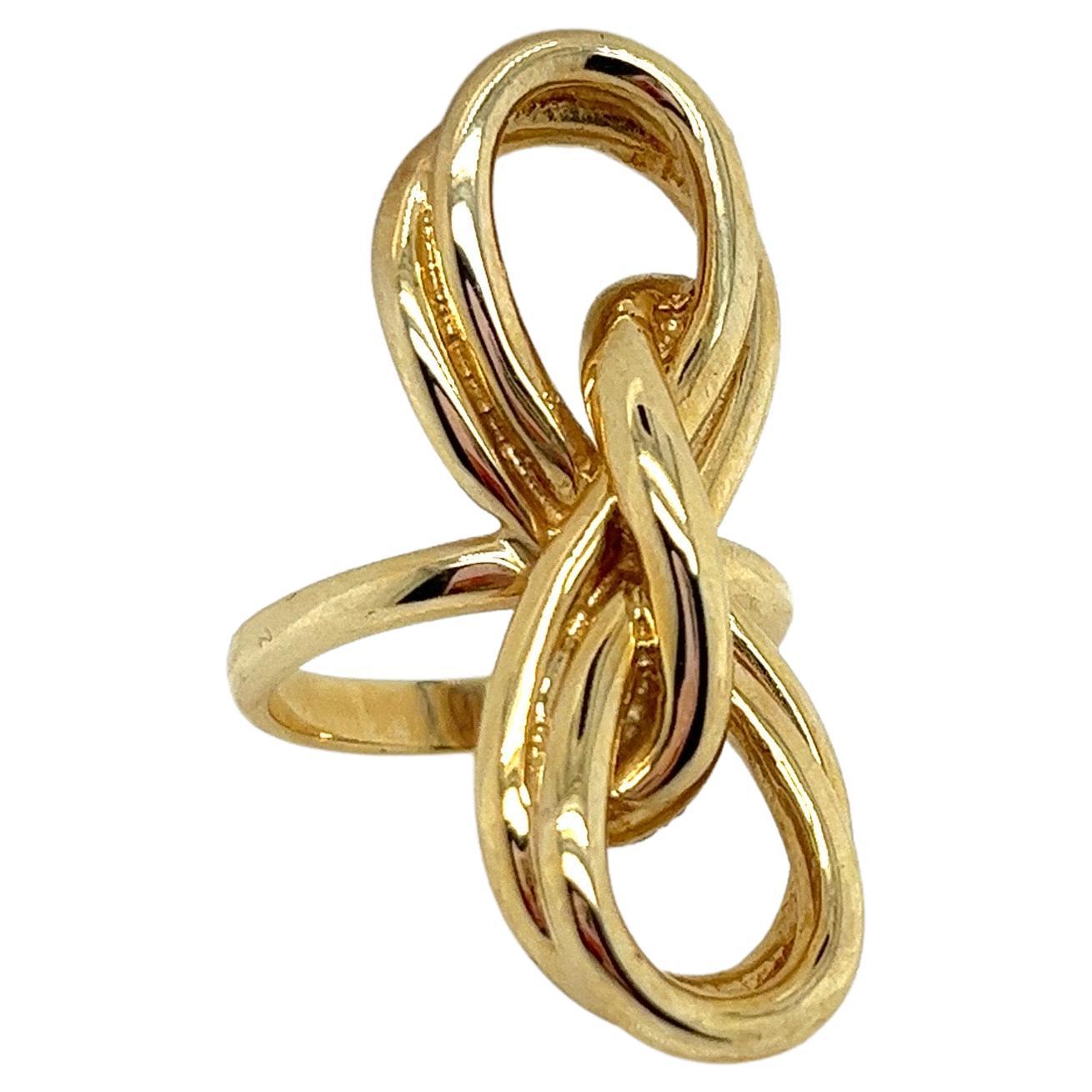 Vintage 1980's 14k Yellow Gold Ribbon Statement Ring For Sale