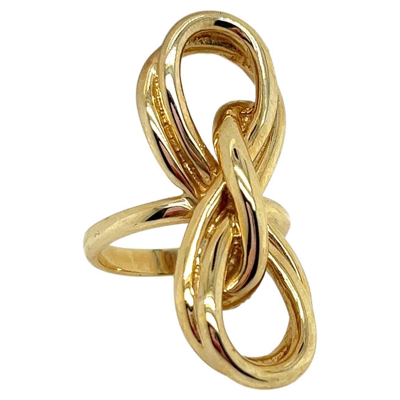 Vintage 1980's 14k Yellow Gold Ribbon Statement Ring For Sale at 1stDibs