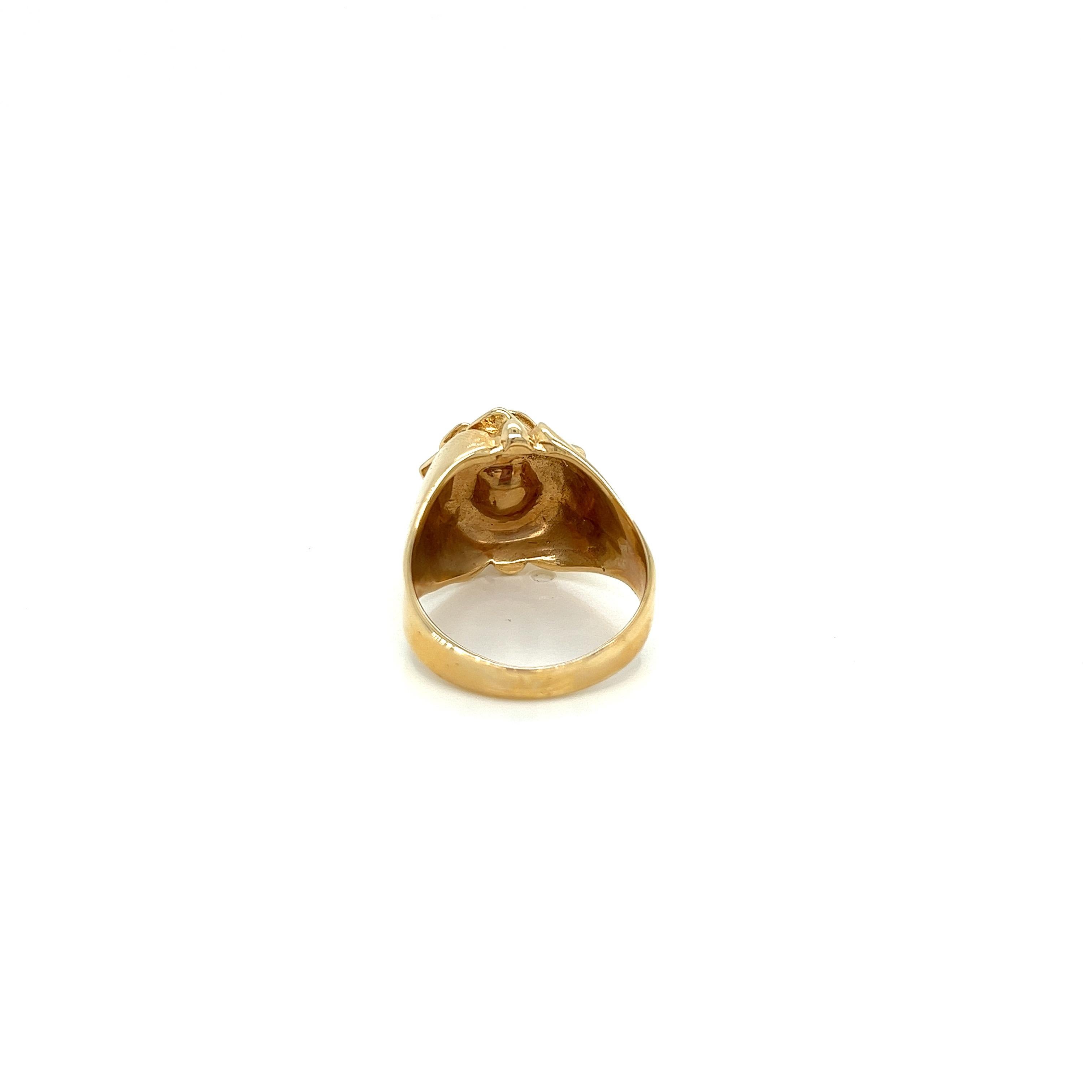 Women's Vintage 1980's 14k Yellow Gold Rose Flower Statement Ring For Sale