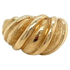 Vintage 1980's 14k Yellow Gold Shrimp Dome Statement Ring
