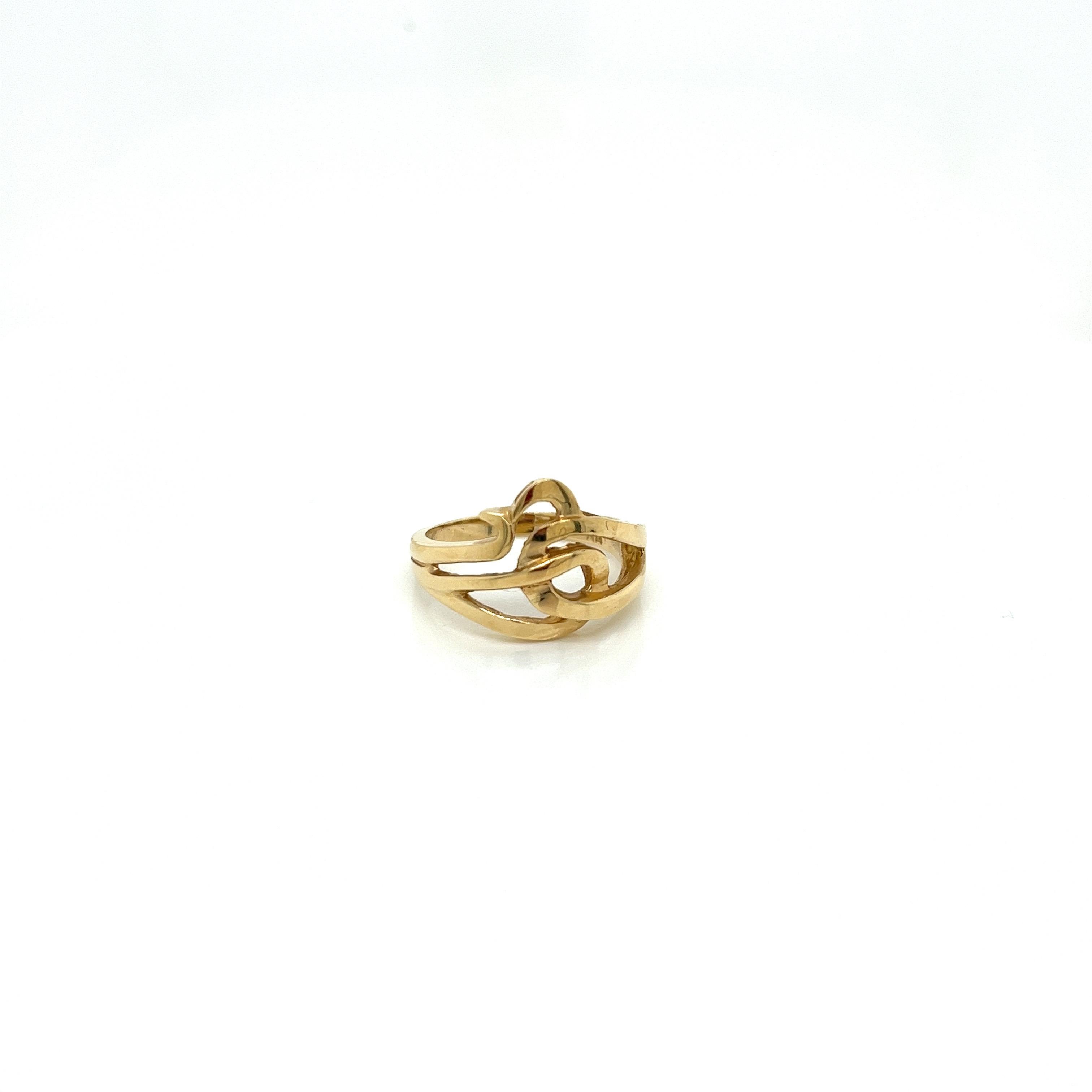 Modern Vintage 1980's 14k Yellow Gold Statement Ring For Sale