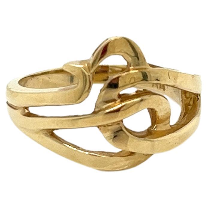 Vintage 1980's 14k Yellow Gold Statement Ring For Sale