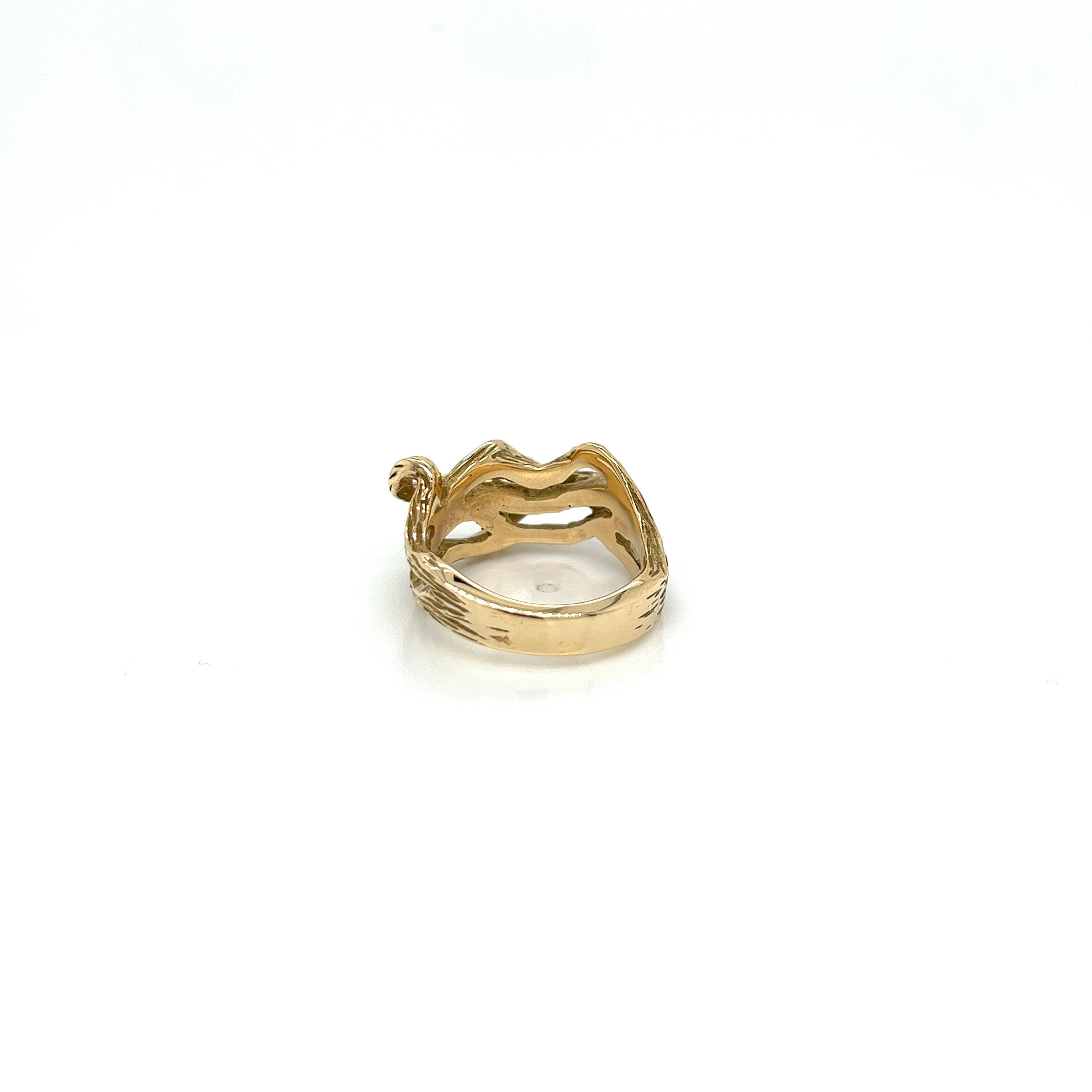 Vintage 1980's 14k Yellow Gold Twisted Gold Statement Ring In New Condition For Sale In Boston, MA