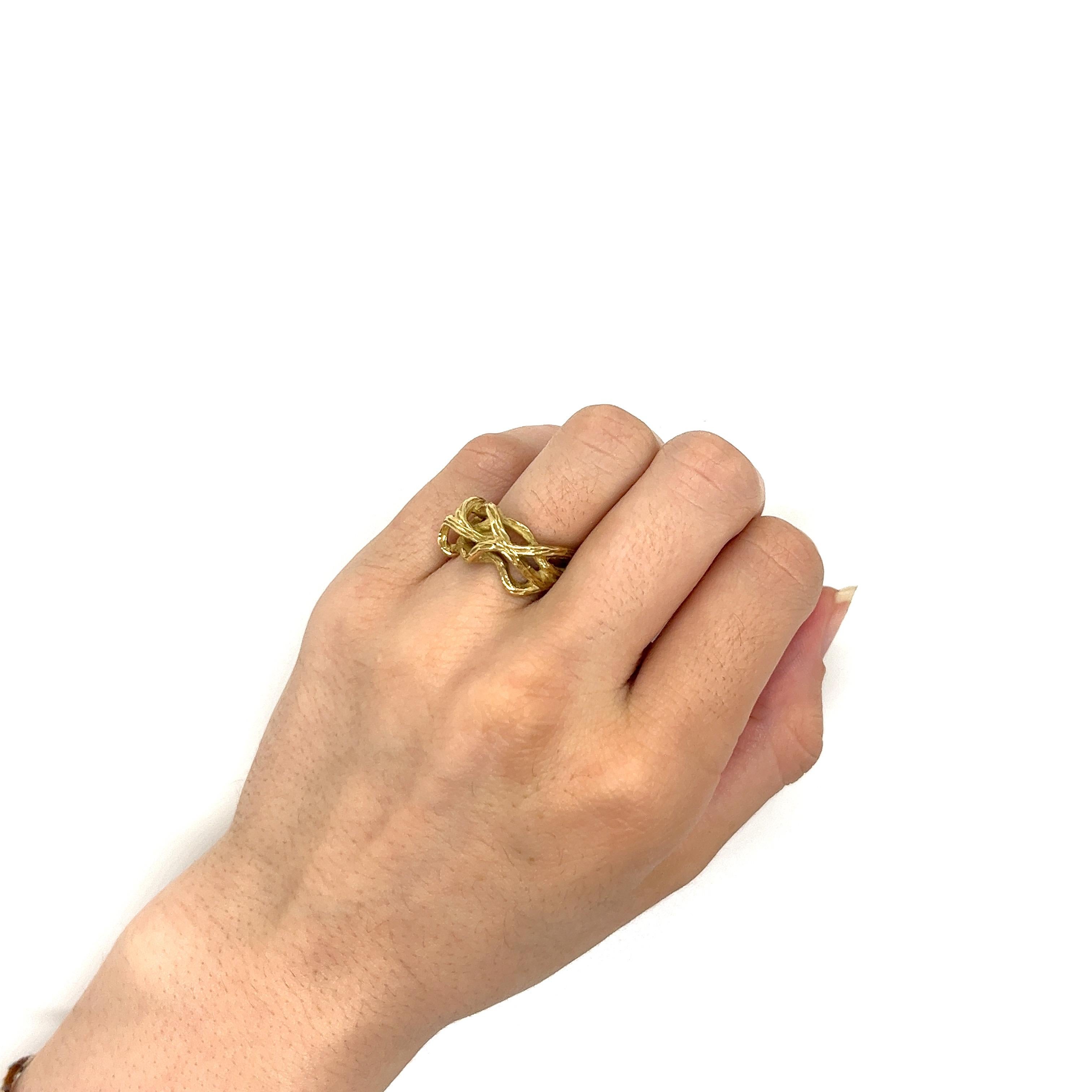 Vintage 1980's 14k Yellow Gold Twisted Gold Statement Ring en vente 2