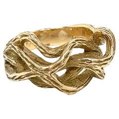 Retro 1980's 14k Yellow Gold Twisted Gold Statement Ring