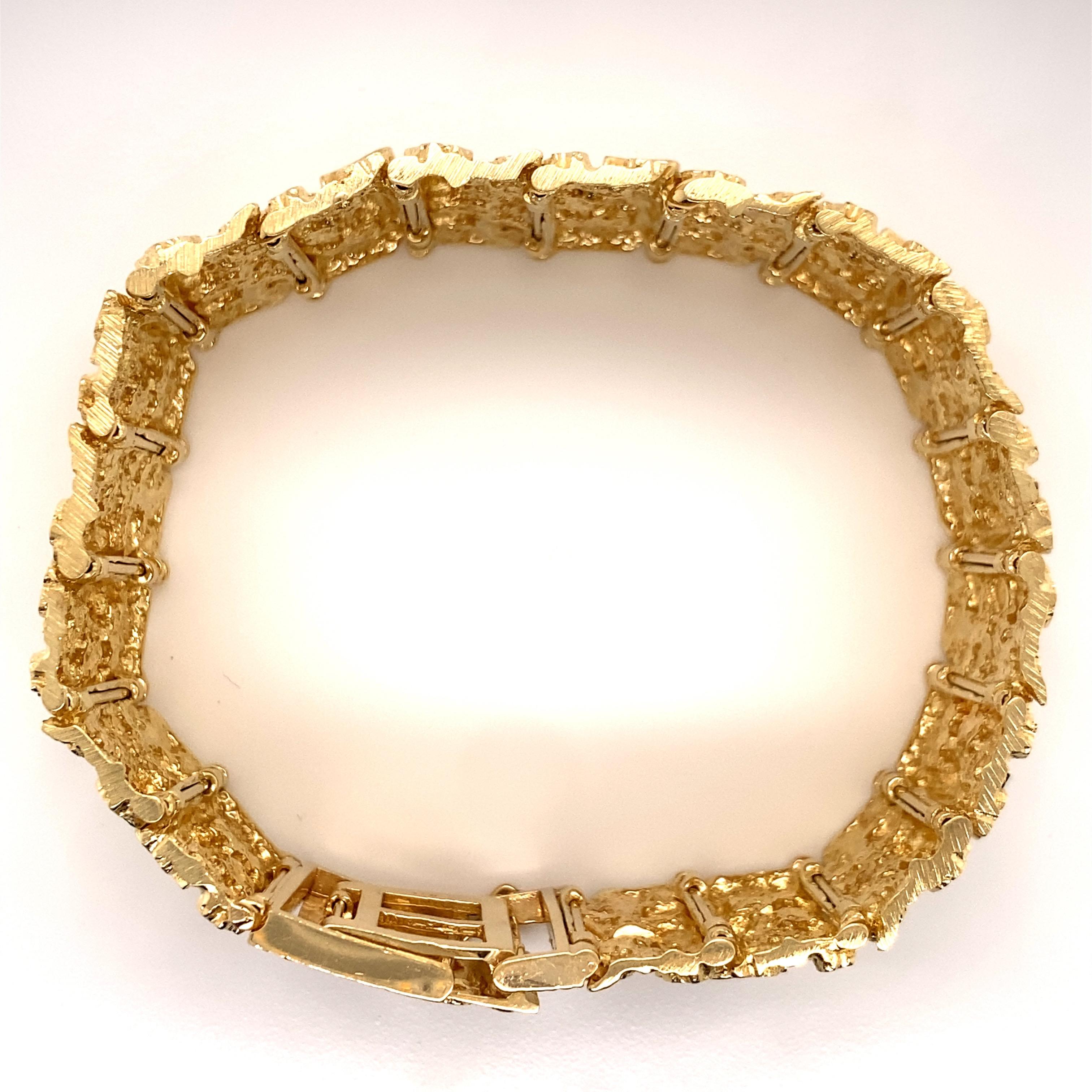 Bracelet à pépites larges vintage en or jaune 14 carats, années 1980 Bon état - En vente à Boston, MA