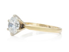 Vintage 1980s 1.50 Carat Round Cut Solitaire Diamond Engagement Ring