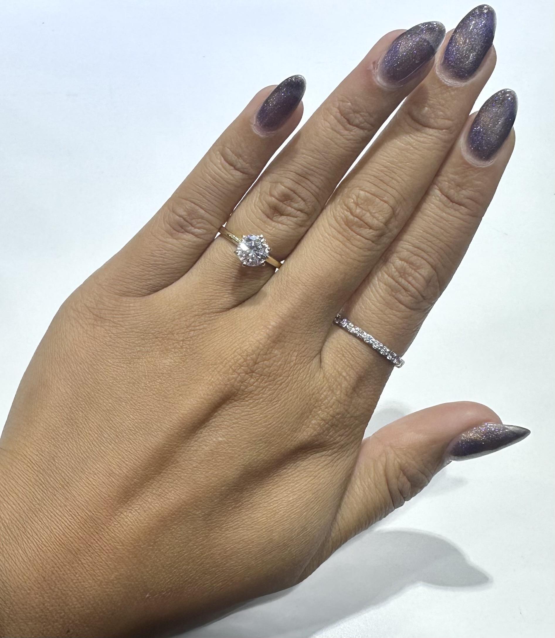 Donna Anello di fidanzamento vintage anni '80 con diamante solitario e taglio rotondo da 1,50 carati in vendita