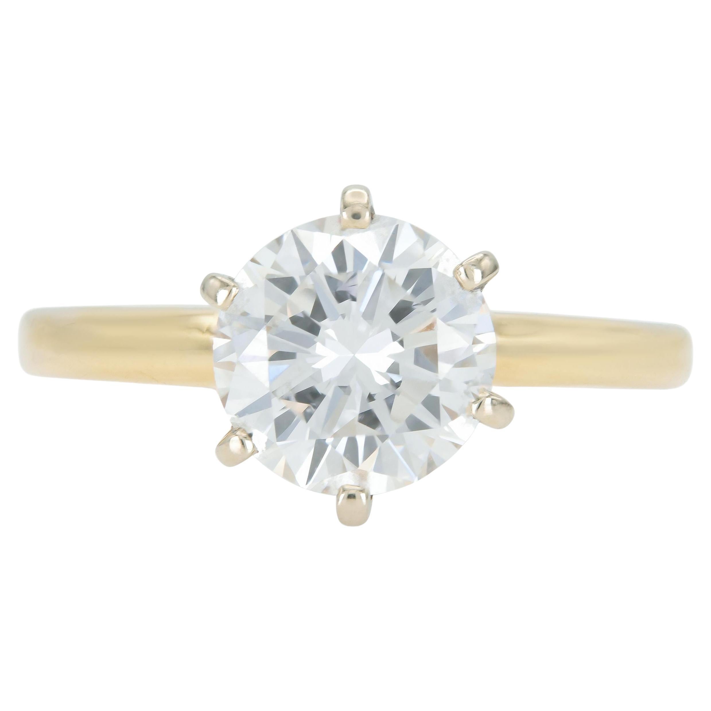 Vintage 1980 1.50 Carat Round Cut Solitaire Diamond Engagement Ring