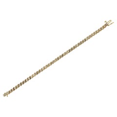Vintage 1980s 1.50 Carats Diamond & 14k Yellow Gold S Link Tennis Bracelet