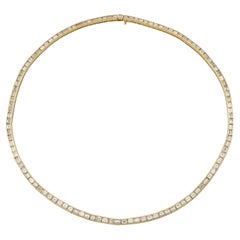 Vintage 1980s 15.00 Carat Baguette Cut Diamond Tennis Necklace