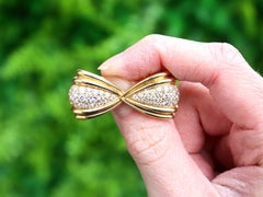 Vintage 1980s 1.68 Carat Diamond and Yellow Gold Bow Brooch