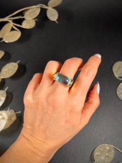 Vintage 1980’s 18ct Gold Contemporary Blue Topaz & Diamond Cocktail Ring