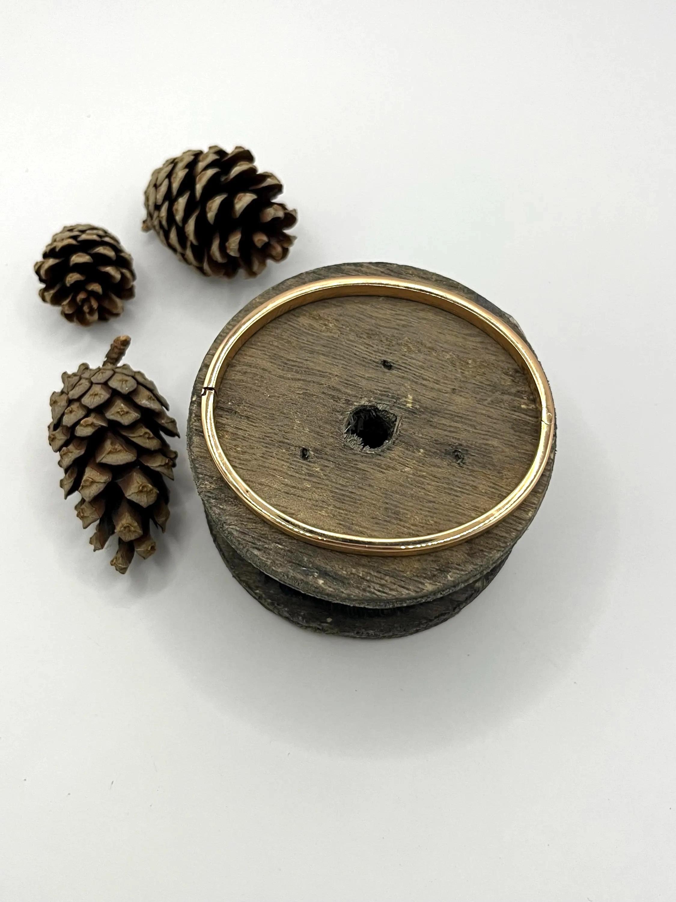 Vintage 1980s 18ct Rose Gold, Plain hinged bangle en venta 5