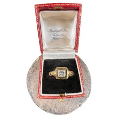 Vintage 1980’s, 18ct Yellow Gold French, Princess Cut Diamond Single Stone Ring