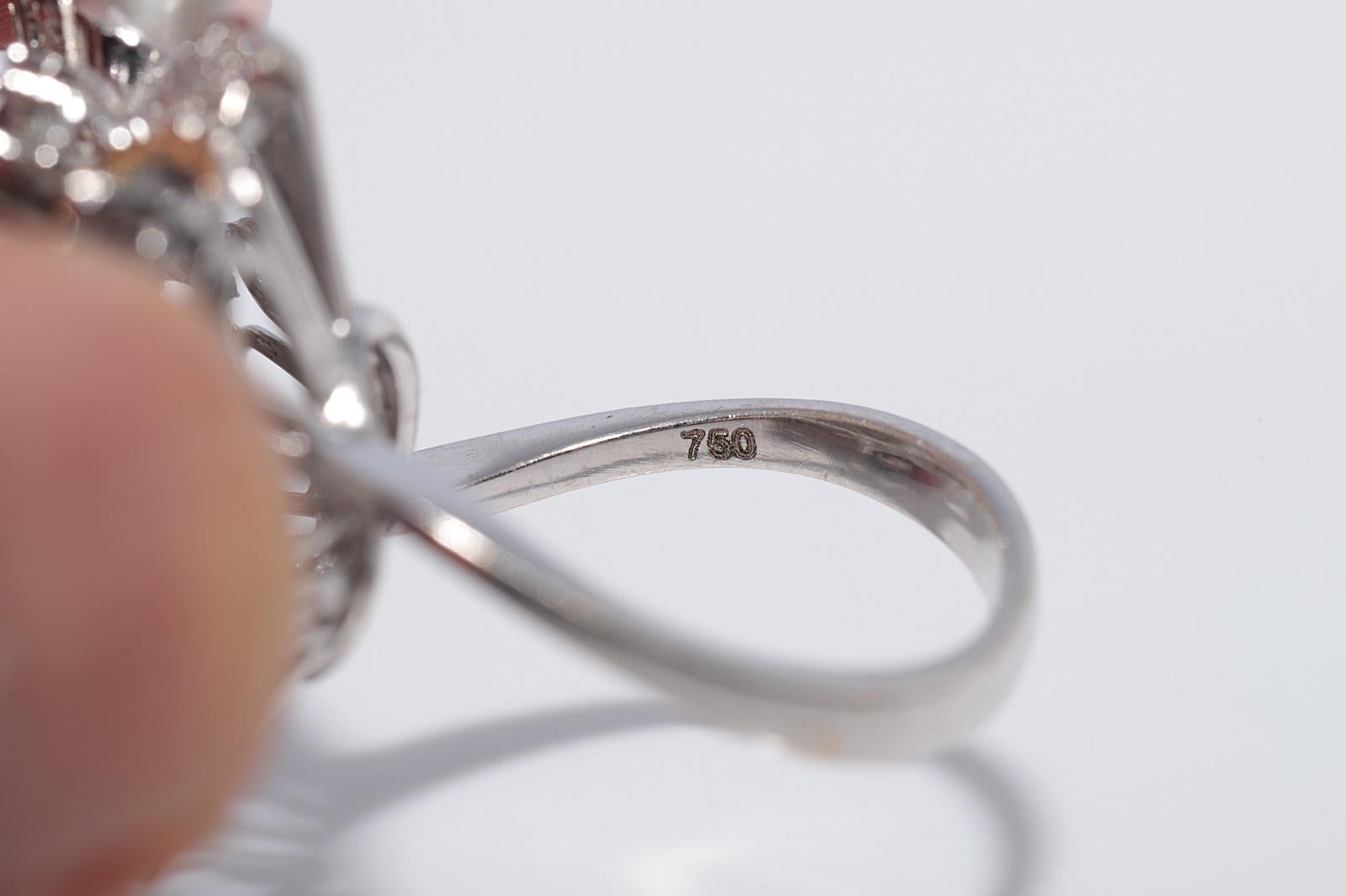 Vintage 1980s 18k Gold  Diamant Smaragd Rubin Saphir und Perle Starker Ring im Angebot 4