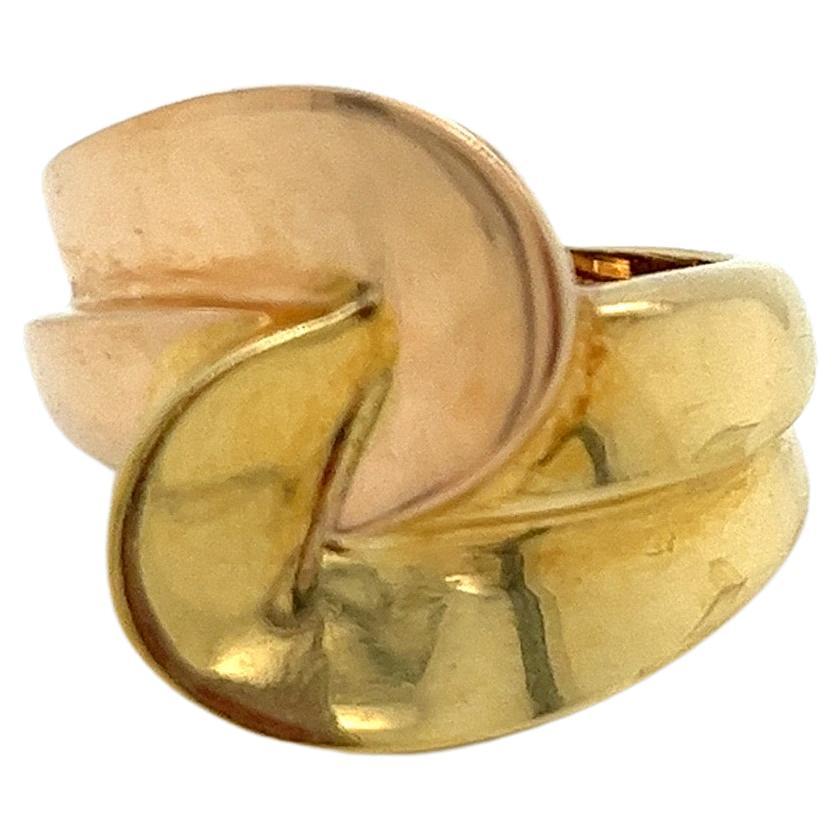 Vintage 1980's 18k Yellow And Rose Gold Wide Bypass Statement Ring