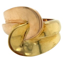 Retro 1980's 18k Yellow And Rose Gold Wide Bypass Statement Ring