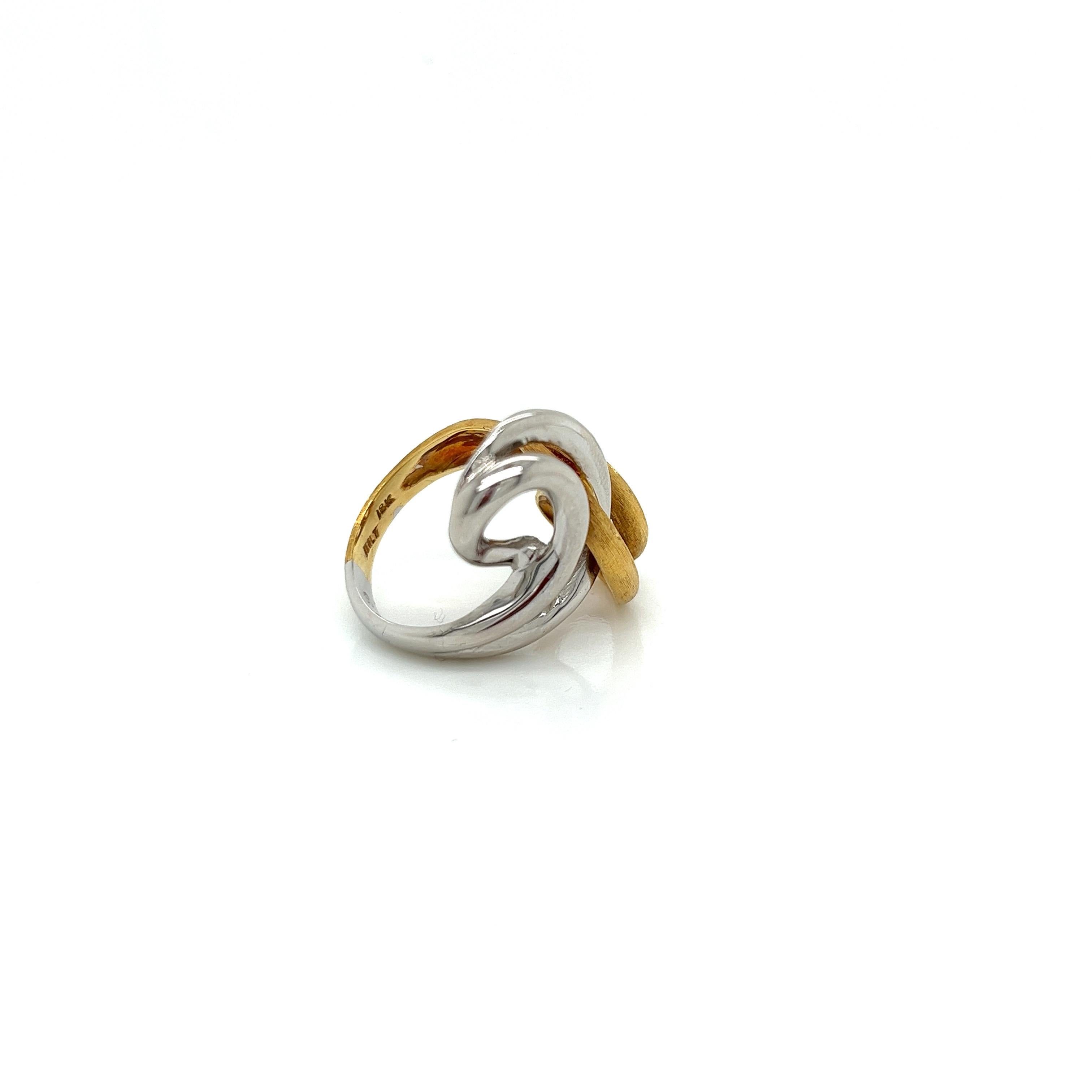 Women's Vintage 1980's 18k Yellow and White Gold Bypass Statement Ring For Sale