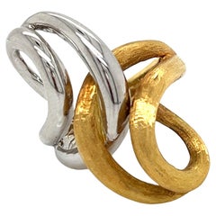 Retro 1980's 18k Yellow and White Gold Bypass Statement Ring