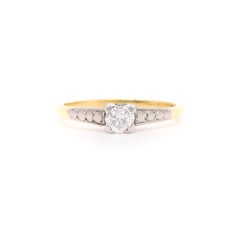 Retro 1980s 18K Yellow Gold and Platinum 0.21ct Diamond Solitaire Ring