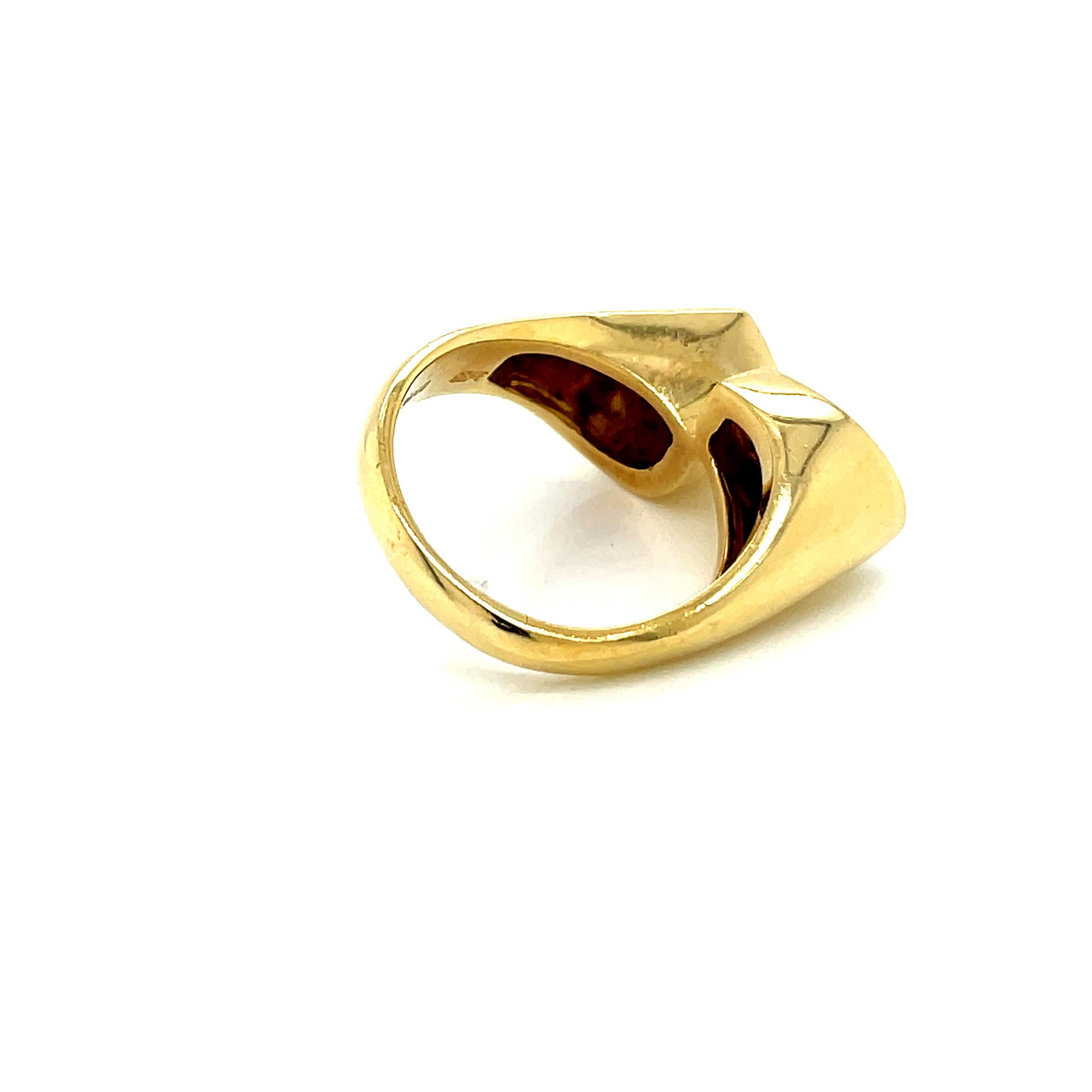 Vintage 1980's 18k Yellow Gold Bold Bypass Statement Ring For Sale 3