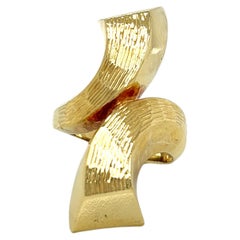 Retro 1980's 18k Yellow Gold Bold Bypass Statement Ring