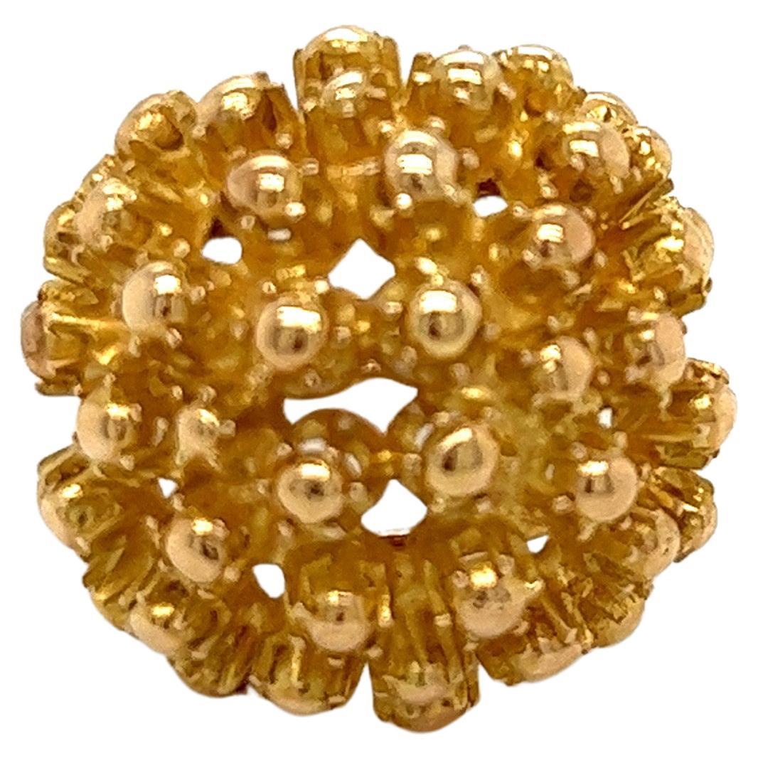 Bague fantaisie fleur en or jaune 18 carats des années 1980