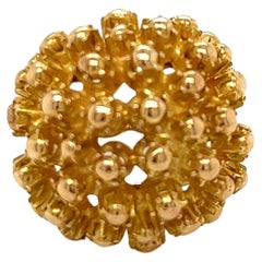 Retro 1980's 18k Yellow Gold Flower Statement Ring
